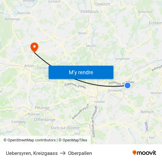 Uebersyren, Kreizgaass to Oberpallen map