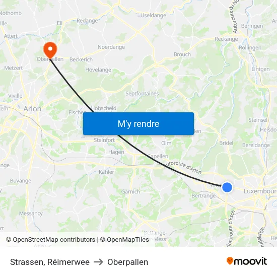 Strassen, Réimerwee to Oberpallen map