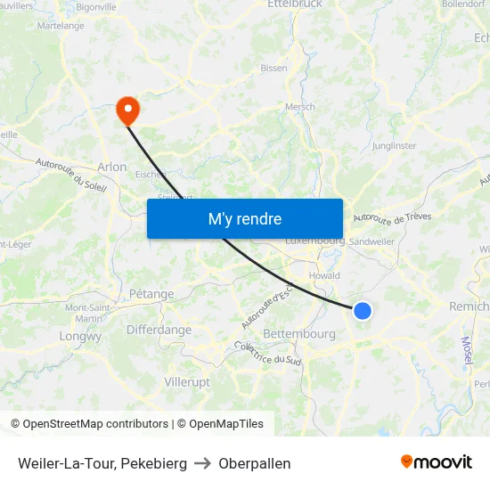 Weiler-La-Tour, Pekebierg to Oberpallen map