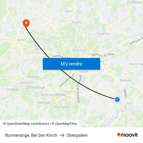 Burmerange, Bei Der Kiirch to Oberpallen map