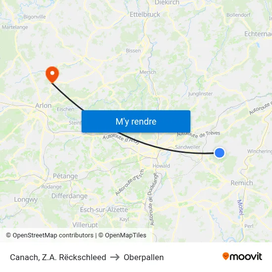 Canach, Z.A. Rëckschleed to Oberpallen map