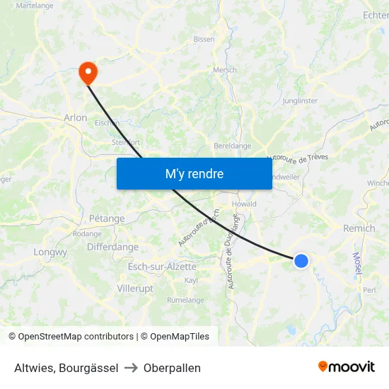 Altwies, Bourgässel to Oberpallen map