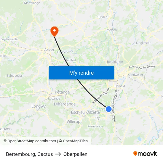 Bettembourg, Cactus to Oberpallen map