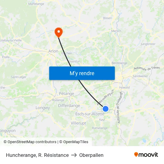 Huncherange, R. Résistance to Oberpallen map