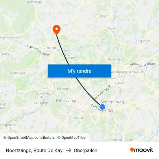 Noertzange, Route De Kayl to Oberpallen map