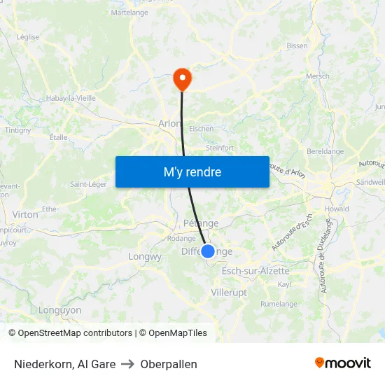 Niederkorn, Al Gare to Oberpallen map