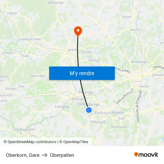 Oberkorn, Gare to Oberpallen map