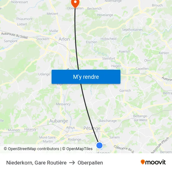Niederkorn, Gare Routière to Oberpallen map