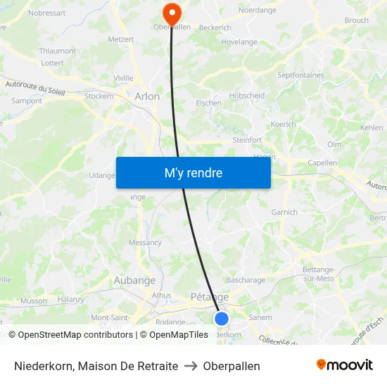 Niederkorn, Maison De Retraite to Oberpallen map