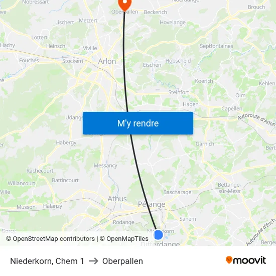 Niederkorn, Chem 1 to Oberpallen map