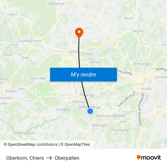 Oberkorn, Chiers to Oberpallen map