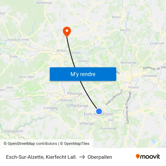 Esch-Sur-Alzette, Kierfecht Lall. to Oberpallen map