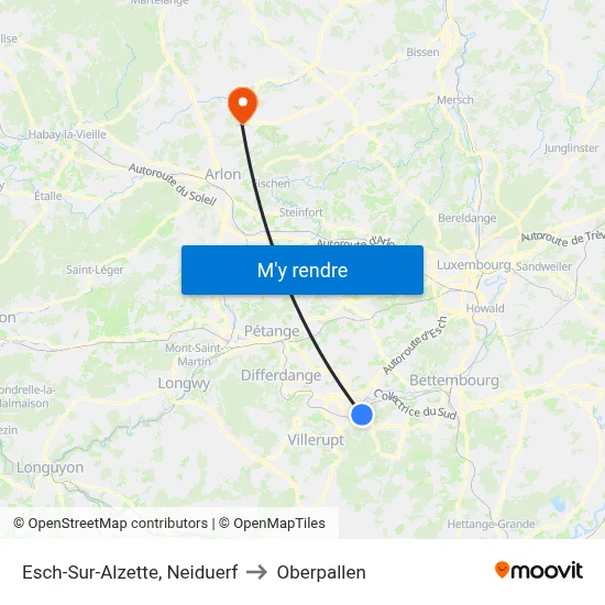Esch-Sur-Alzette, Neiduerf to Oberpallen map