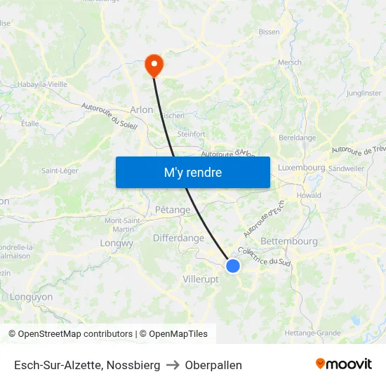Esch-Sur-Alzette, Nossbierg to Oberpallen map