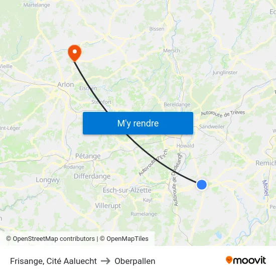 Frisange, Cité Aaluecht to Oberpallen map