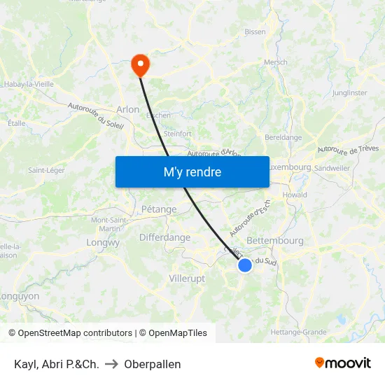 Kayl, Abri P.&Ch. to Oberpallen map