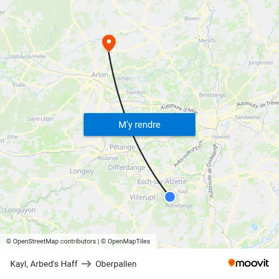 Kayl, Arbed's Haff to Oberpallen map