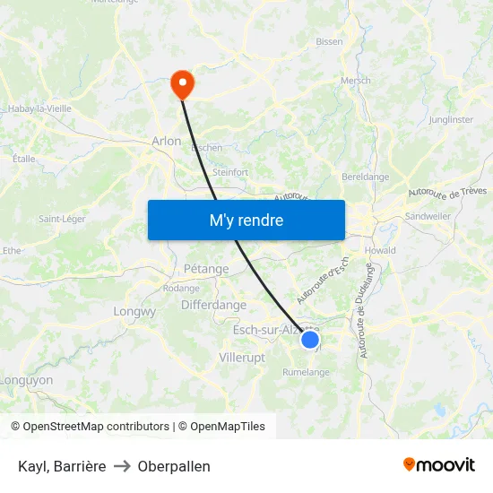 Kayl, Barrière to Oberpallen map