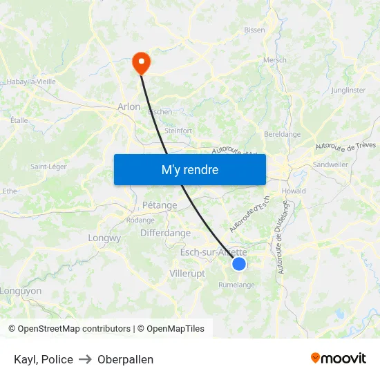 Kayl, Police to Oberpallen map