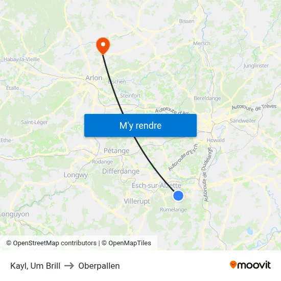 Kayl, Um Brill to Oberpallen map