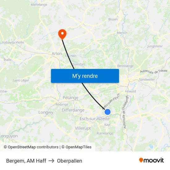 Bergem, AM Haff to Oberpallen map