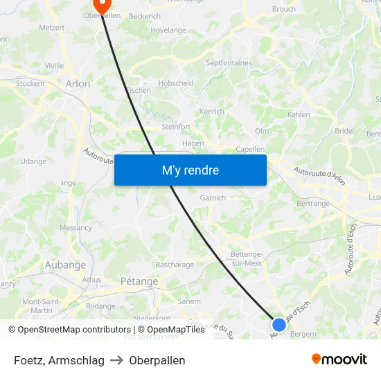 Foetz, Armschlag to Oberpallen map