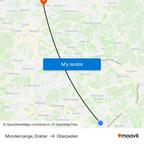 Mondercange, Dokter to Oberpallen map