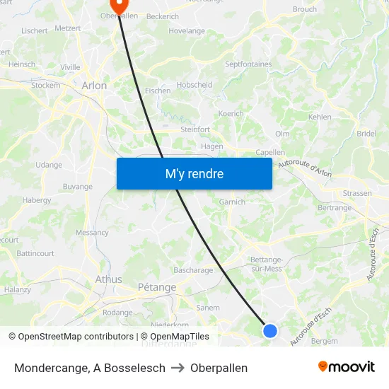 Mondercange, A Bosselesch to Oberpallen map