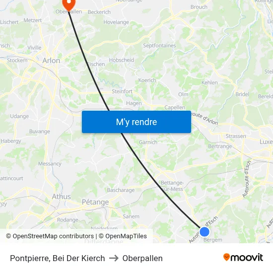 Pontpierre, Bei Der Kierch to Oberpallen map