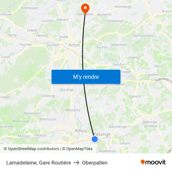 Lamadelaine, Gare Routière to Oberpallen map