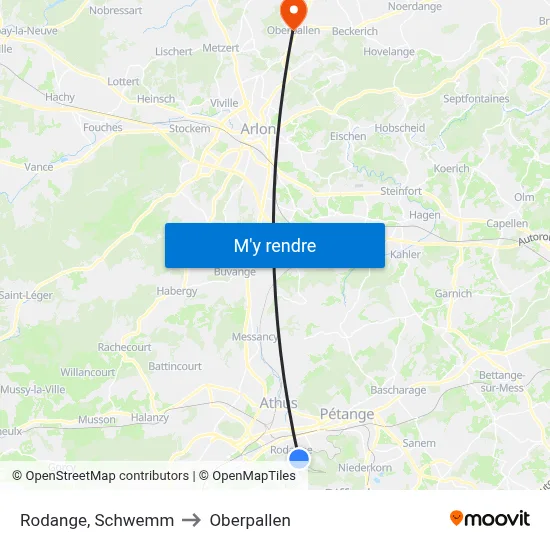 Rodange, Schwemm to Oberpallen map