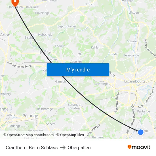 Crauthem, Beim Schlass to Oberpallen map