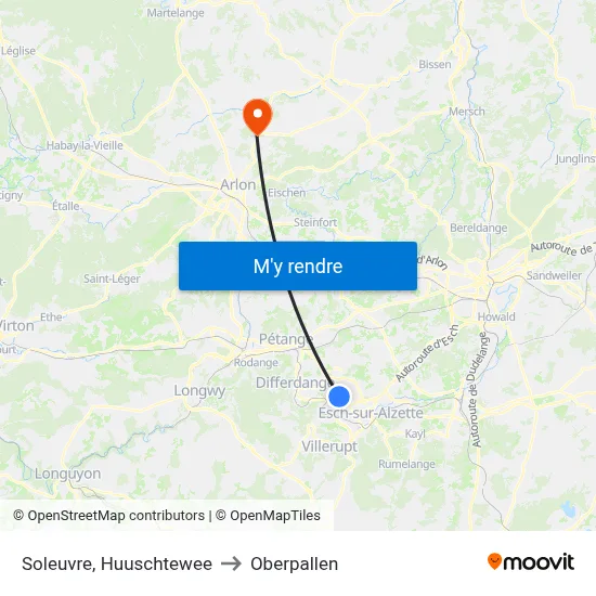 Soleuvre, Huuschtewee to Oberpallen map
