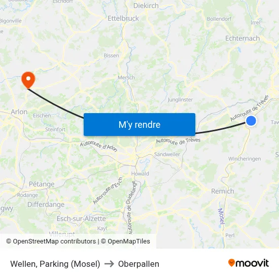 Wellen, Parking (Mosel) to Oberpallen map