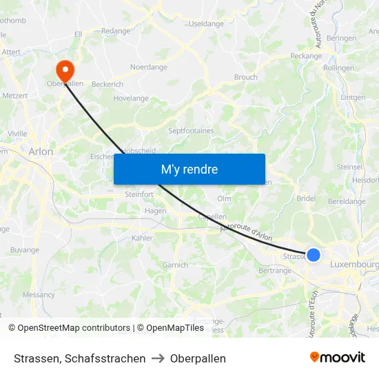 Strassen, Schafsstrachen to Oberpallen map