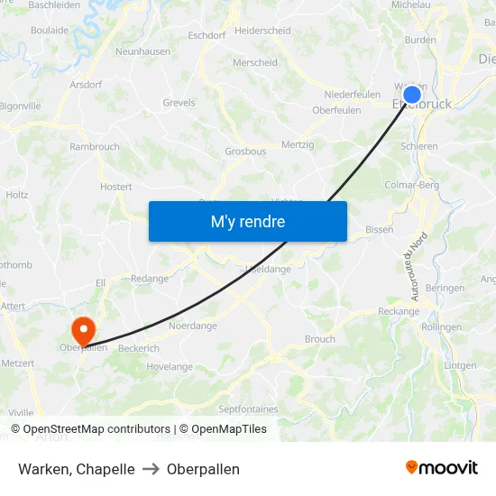Warken, Chapelle to Oberpallen map