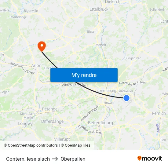 Contern, Ieselslach to Oberpallen map