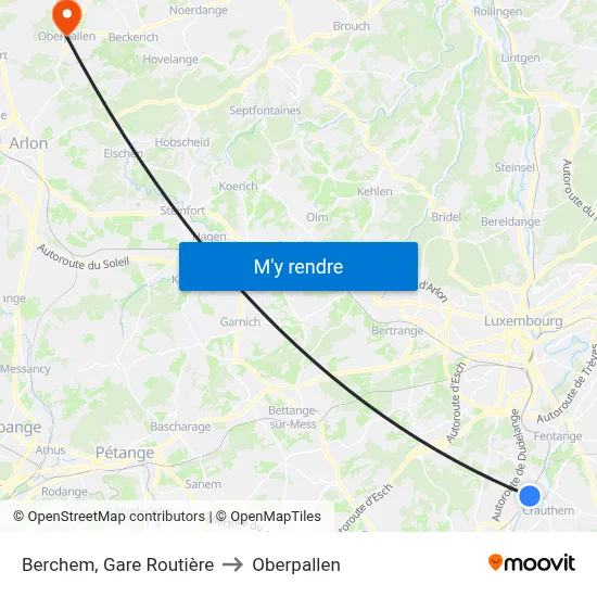 Berchem, Gare Routière to Oberpallen map