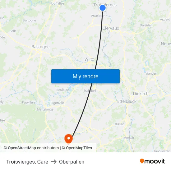 Troisvierges, Gare to Oberpallen map