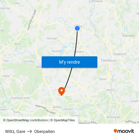 Wiltz, Gare to Oberpallen map