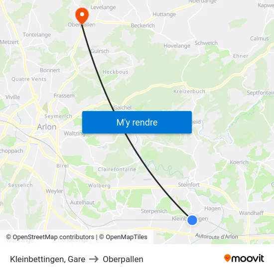 Kleinbettingen, Gare to Oberpallen map