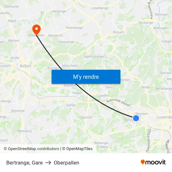 Bertrange, Gare to Oberpallen map