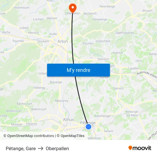 Pétange, Gare to Oberpallen map