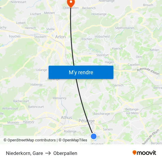 Niederkorn, Gare to Oberpallen map
