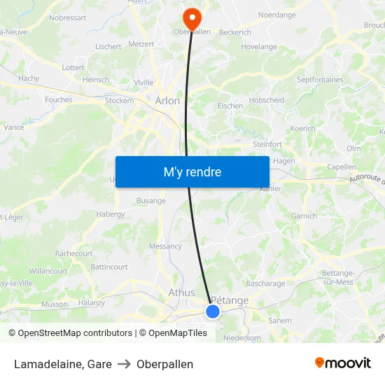 Lamadelaine, Gare to Oberpallen map