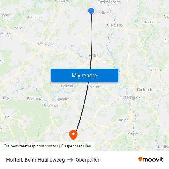 Hoffelt, Beim Huälleweeg to Oberpallen map