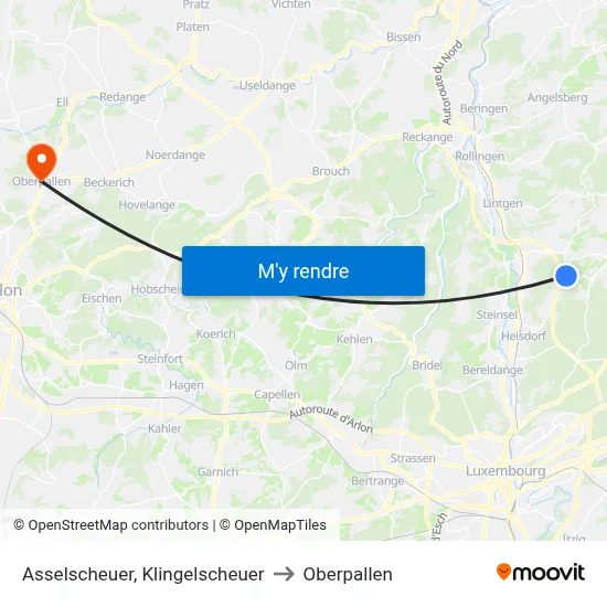 Asselscheuer, Klingelscheuer to Oberpallen map
