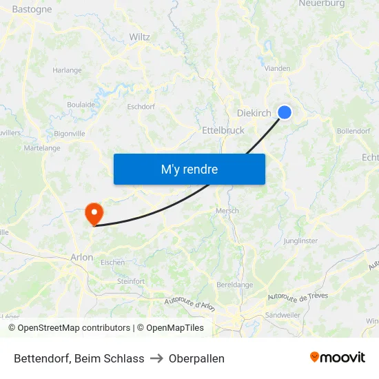 Bettendorf, Beim Schlass to Oberpallen map