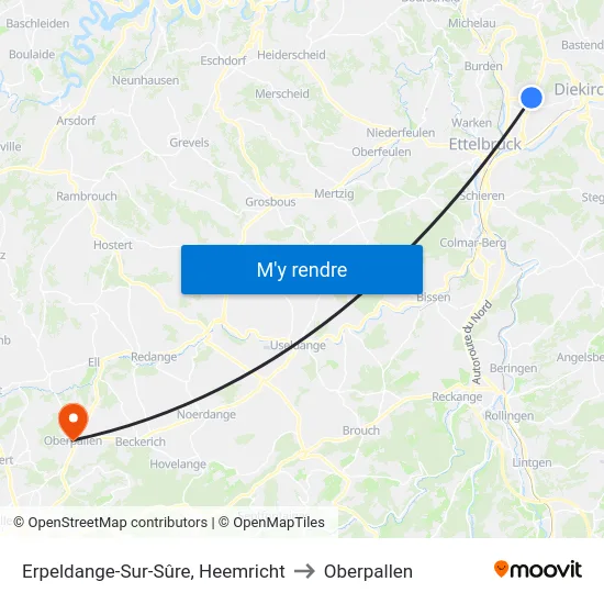 Erpeldange-Sur-Sûre, Heemricht to Oberpallen map
