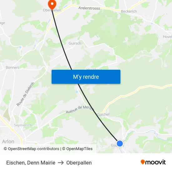 Eischen, Denn Mairie to Oberpallen map